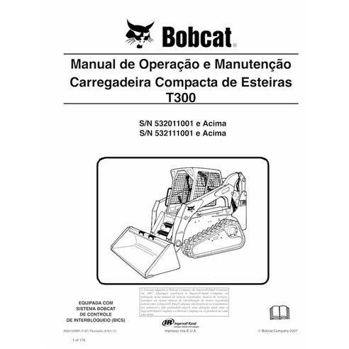 Bobcat T300 cargador compacto de orugas pdf manual de operación y mantenimiento PT - Gato montés manuales - BOBCAT-T300-69041...