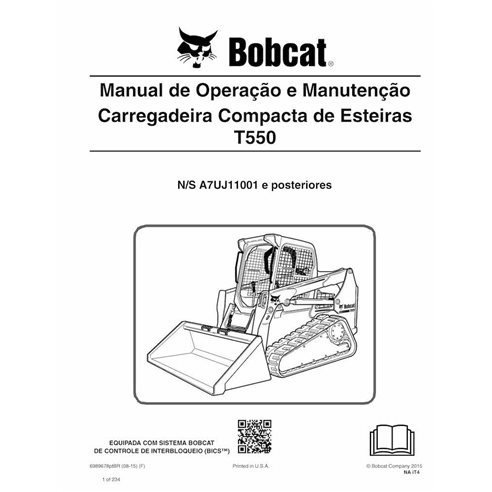 Bobcat T550 cargador compacto de orugas pdf manual de operación y mantenimiento PT - Gato montés manuales - BOBCAT-T550-69896...