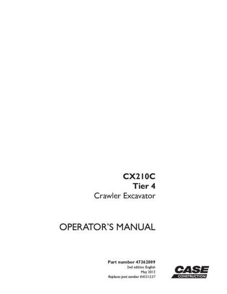 Manual de servicio de la excavadora Case CX210C Tier 4 - Caso manuales - CASE-47362009