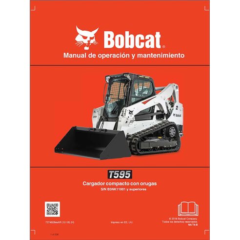 Bobcat T595 cargador compacto de orugas pdf manual de operación y mantenimiento ES - Gato montés manuales - BOBCAT-T595-72749...
