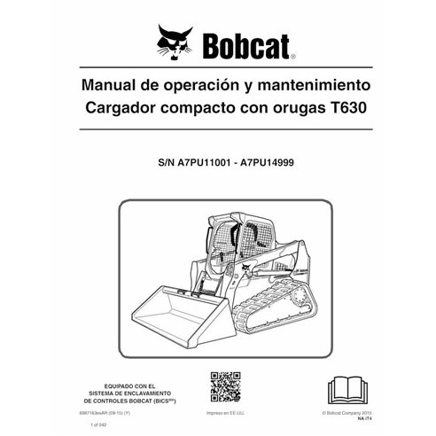 Manual de operação e manutenção em pdf da carregadeira de esteira compacta Bobcat T630 ES - Lince manuais - BOBCAT-T630-69871...