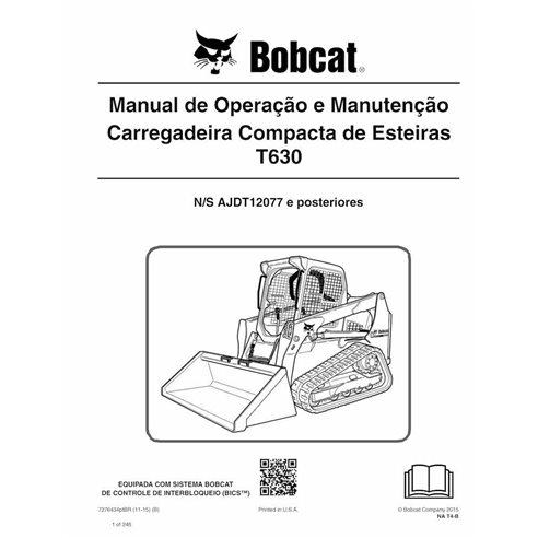 Manuel d'utilisation et d'entretien pdf de la chargeuse compacte sur chenilles Bobcat T630 PT - Lynx manuels - BOBCAT-T630-72...