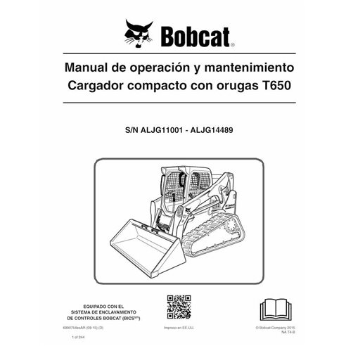 Manual de operação e manutenção em pdf da carregadeira de esteira compacta Bobcat T650 ES - Lince manuais - BOBCAT-T650-69907...