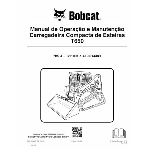 Manual de operação e manutenção em pdf da carregadeira de esteira compacta Bobcat T650 PT - Lince manuais - BOBCAT-T650-69907...