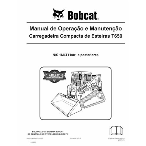 Manual de operação e manutenção em pdf da carregadeira de esteira compacta Bobcat T650 PT - Lince manuais - BOBCAT-T650-69907...