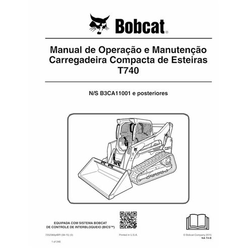 Manuel d'utilisation et d'entretien pdf de la chargeuse compacte sur chenilles Bobcat T740 PT - Lynx manuels - BOBCAT-T740-72...