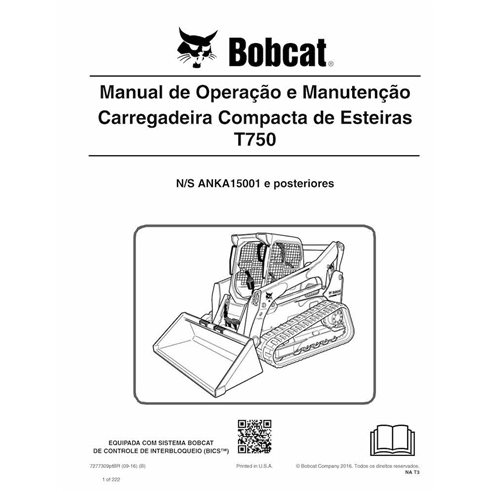 Manual de operação e manutenção em pdf da carregadeira de esteira compacta Bobcat T750 PT - Lince manuais - BOBCAT-T750-72773...
