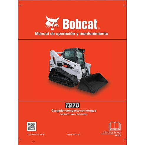 Bobcat T770 cargador compacto de orugas pdf manual de operación y mantenimiento ES - Gato montés manuales - BOBCAT-T870-73187...
