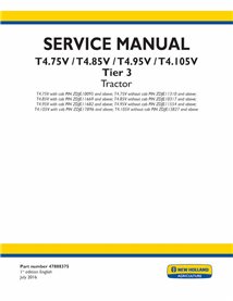 Manuel d'entretien PDF pour tracteur New Holland T4.75V, T4.85V, T4.95V, T4.105V Tier 3 - New Holland Agriculture manuels - N...