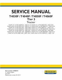 Manuel d'entretien PDF pour tracteur New Holland T4030F, T4040F, T4050F, T4060F Tier 3 - New Holland Agriculture manuels - NH...