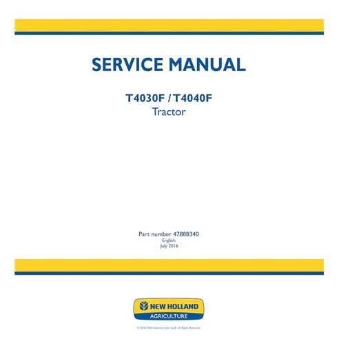 NH-47888340 Manual de serviço em pdf do trator New Holland T4030F, T4040F