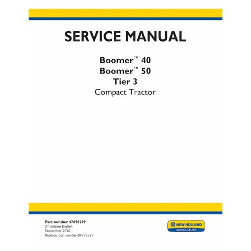 NH-47698299 Manual de serviço em pdf do trator New Holland Boomer 40, Boomer 50 Tier 3