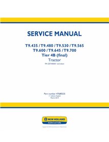 Manual de servicio en pdf del tractor New Holland T9.435, T9.480, T9.530, T9.565, T9.600, T9.645, T9.700 Tier 4B - New Holand...