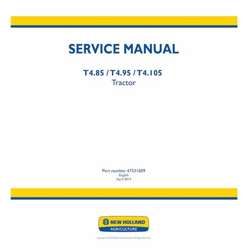 NH-47531609 Manual de serviço em pdf do trator New Holland T4.85, T4.95, T4.105
