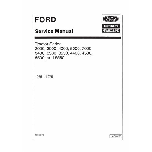 Manual de servicio en PDF escaneado para tractores New Holland Ford 2000, 3000, 4000, 5000, 7000, 3400, 3500, 3550, 4400, 450...