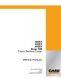 Manuel d'entretien des chargeuses-pelleteuses Case 580ST, 590ST, 695ST Stage IIIB - Cas manuels - CASE-47847146