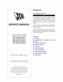 Manuel d'entretien PDF pour plate-forme de travail JCB 535-v125, 540-170, 540-200, 540-v140, 540-v180 - JCB manuels - JCB-981...