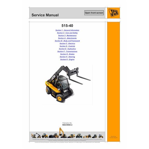 Manuel d'entretien PDF JCB 515-40 Loadall - JCB manuels - JCB-9803-9900-EN