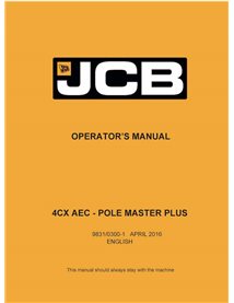 Manuel de l'opérateur pdf de la chargeuse-pelleteuse JCB 4CX AEC - POLE MASTER PLUS - JCB manuels - JCB-9831-0300-1-OM-EN