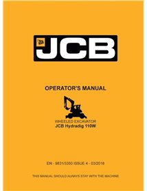 Manual do operador em pdf da escavadeira de rodas JCB Hydradig 110W - JCB manuais - JCB-9831-3350-4-OM-EN