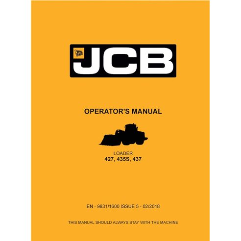 Manual do operador em pdf da carregadeira de rodas JCB 427, 435S, 437 - JCB manuais - JCB-9831-1600-5-OM-EN