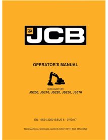 JCB JS200, JS210, JS220, JS230, JS370 excavator pdf operator's manual  - JCB manuals - JCB-9821-3250-5-OM-EN