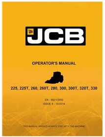 Manuel de l'opérateur pdf pour chargeuse compacte JCB 225, 225T, 260, 260T, 280, 300, 300T, 320T, 330 - JCB manuels - JCB-982...