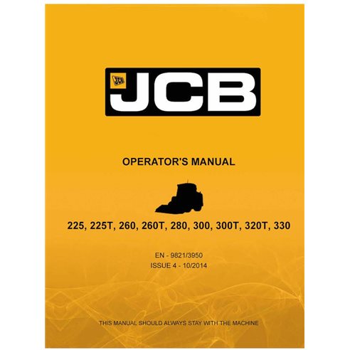 Manual del operador en pdf del minicargador JCB 225, 225T, 260, 260T, 280, 300, 300T, 320T, 330 - JCB manuales - JCB-9821-395...