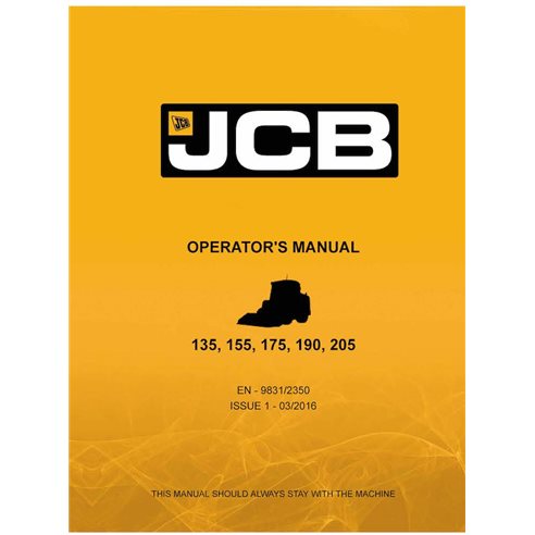 JCB-9831-2350-1-OM Manual do operador em pdf da minicarregadeira JCB 135, 155, 175, 190, 205