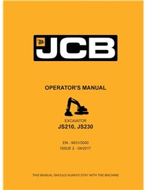 Manuel d'utilisation pdf de l'excavatrice JCB JS210, JS230 - JCB manuels - JCB-9831-3000-2-OM-EN