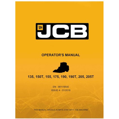 JCB 135, 150T, 155, 175, 190, 190T, 205, 205T minicarregadeira manual do operador em pdf - JCB manuais - JCB-9811-9500-4-OM-EN