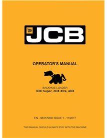 JCB 3DX Super, 3DX Xtra, 4DX backhoe loader pdf operator's manual  - JCB manuals - JCB-9831-5800-1-OM-EN