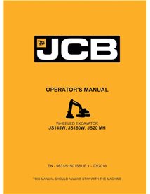 JCB JS145W, JS160W, JS20 MH excavator pdf operator's manual  - JCB manuals - JCB-9831-5150-1-OM-EN