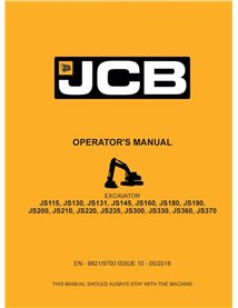 JCB JS115 - JS190, JS200 - JS235, JS300 - JS370 excavator pdf operator's manual  - JCB manuals - JCB-9821-9700-10-OM-EN