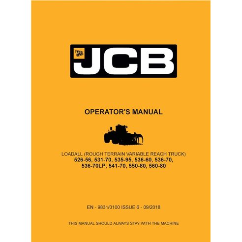 JCB 526-56, 531-70, 535-95, 536-60, 536-70, 536-70LP, 541-70, 550-80, 560-80 loadall manual do operador em pdf - JCB manuais ...