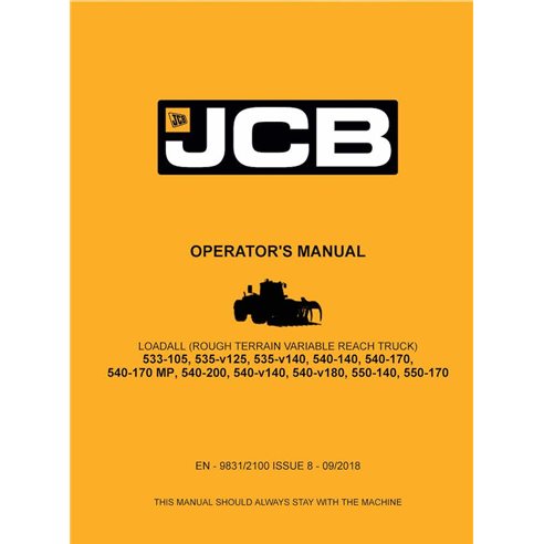 JCB 533-105, 535-v125, 535-v140, 540-140, 540-170, 540-170 MP, 540-200, 540-v140, 540-v180, 550-140, 550-170 loadall pdf oper...