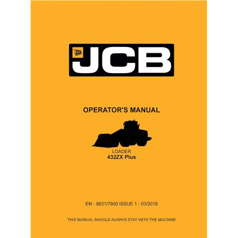 Manual del operador del cargador JCB 432ZX Plus en pdf - JCB manuales - JCB-9831-7900-1-OM-EN