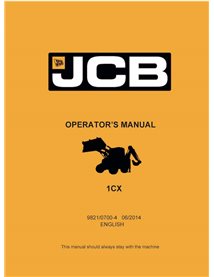 Manual do operador da retroescavadeira JCB 1CX em pdf - JCB manuais - JCB-9821-0700-4-OM-EN