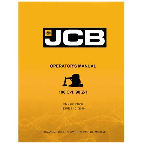 Manual do operador em pdf da escavadeira JCB 100 C-1, 90 Z-1 - JCB manuais - JCB-9831-1000-3-OM-EN