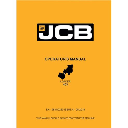 Manual del operador del cargador JCB 403 en pdf. - JCB manuales - JCB-9831-0250-4-OM-EN