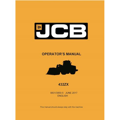 Manual do operador em pdf da carregadeira JCB 432ZX - JCB manuais - JCB-9831-3850-5-OM-EN