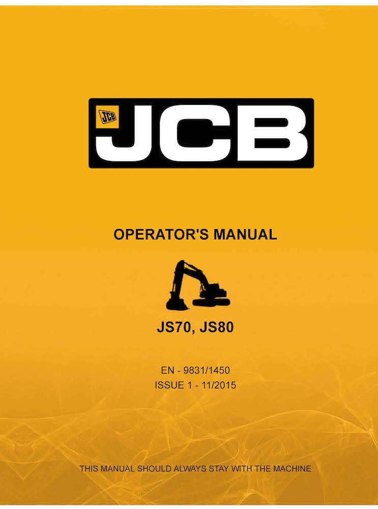 Manual del operador en pdf de la excavadora JCB JS70, JS80