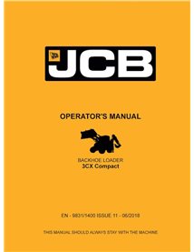 JCB 3CX Compact backhoe loader pdf operator's manual  - JCB manuals - JCB-9831-1400-11-OM-EN