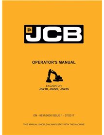 JCB JS210, JS220, JS235 excavator pdf operator's manual  - JCB manuals - JCB-9831-5600-1-OM-EN