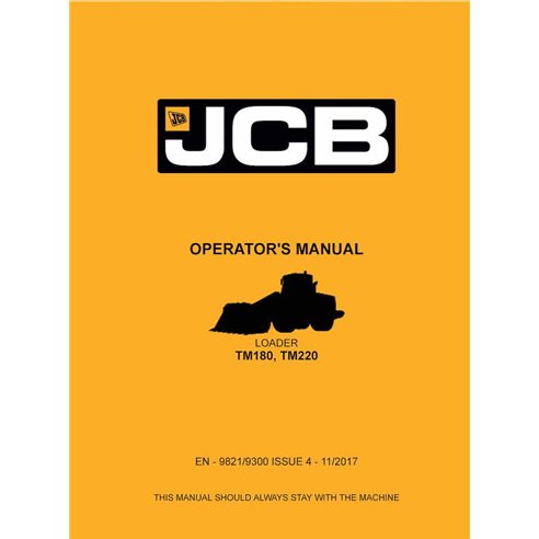 JCB TM180, TM220 loader pdf operator's manual  - JCB manuals - JCB-9821-9300-4-OM-EN