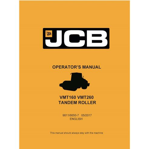 JCB VMT160, VMT260 roller pdf operator's manual  - JCB manuals - JCB-9811-6650-7-OM-EN