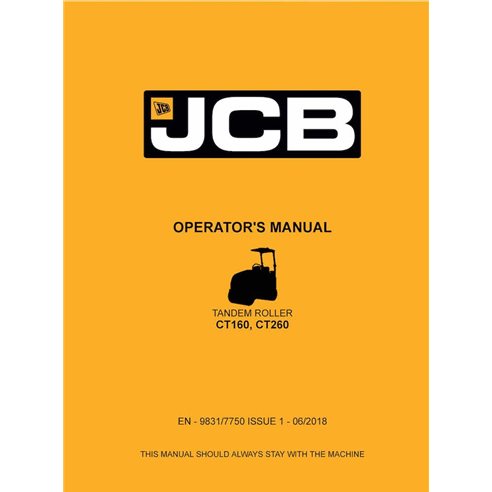 Manual do operador em pdf do rolo JCB CT160, CT260 - JCB manuais - JCB-9831-7750-1-OM-EN