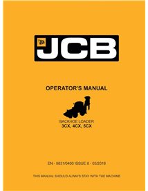 Manual do operador da retroescavadeira JCB 3CX, 4CX, 5CX em pdf - JCB manuais - JCB-9831-0400-8-O-EN