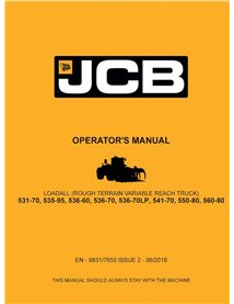 JCB 531-70, 535-95, 536-60, 536-70, 536-70LP, 541-70, 550-80, 560-80 loadall manual do operador em pdf - JCB manuais - JCB-98...