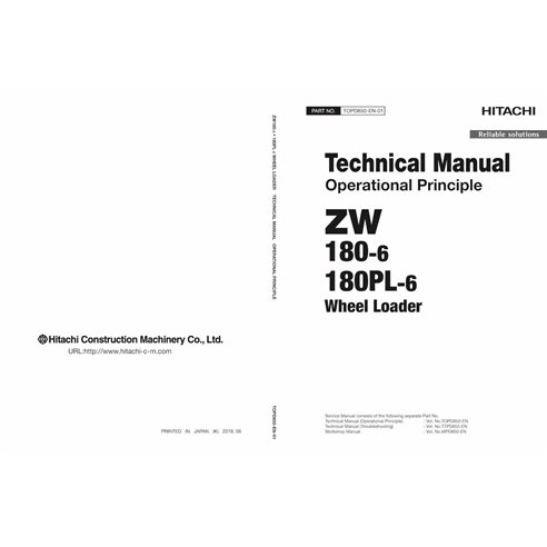 Hitachi ZW180-6, ZW180PL-6 wheel loader pdf operational principle technical manual  - Hitachi manuals - HITACHI-TOPD850-EN-01